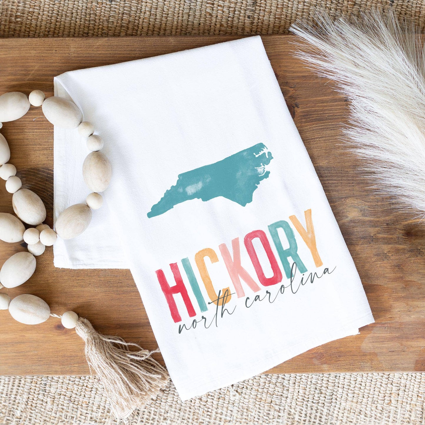 Hickory North Carolina Watercolor Cotton Tea Towel