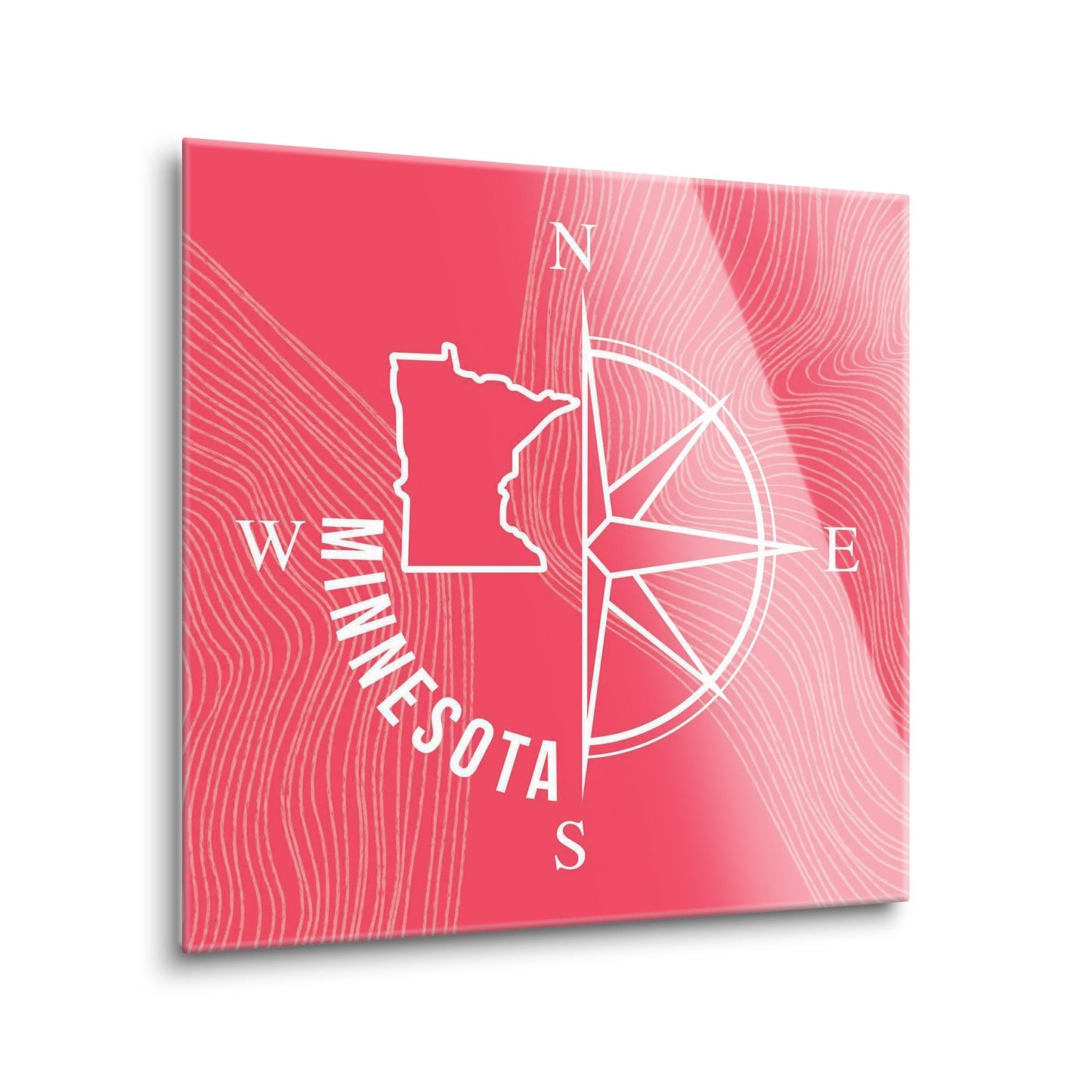Boho Color Compass State On Pink Minnesota | Hi-Def Glass Art | Eaches | Min 1