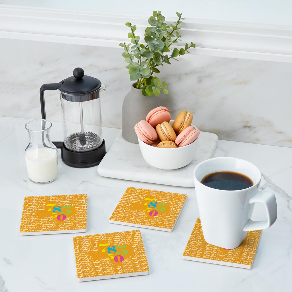 Bright Modern State Script Orange Texas Harlingen | Absorbent Coasters | Set of 4 | Min 2