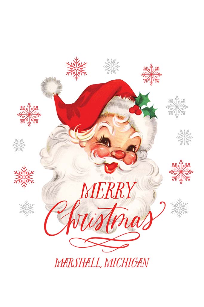 Cotton Tea Towel White-Classic Santa Marshall Michigan -5