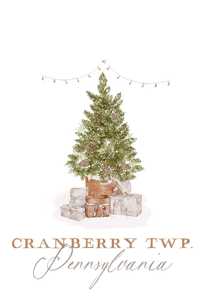 Cotton Tea Towel White-Cottage Tree Cranberry Twp. Pennsylvania -5
