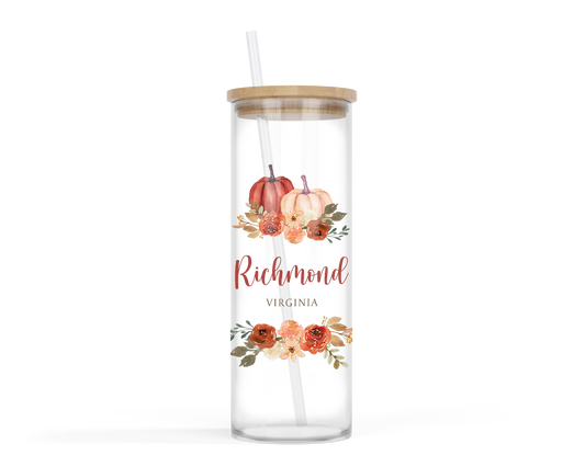 Fall, Harvest, Pumpkins, Cold Brew Glass, Custom Gift, Local