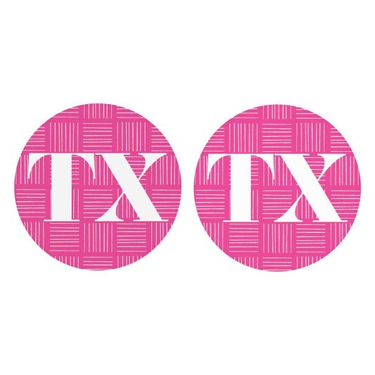 Bright Modern Abbreviated On Pink Texas| Absorbent Car Coasters | Set of 2 | Min 4