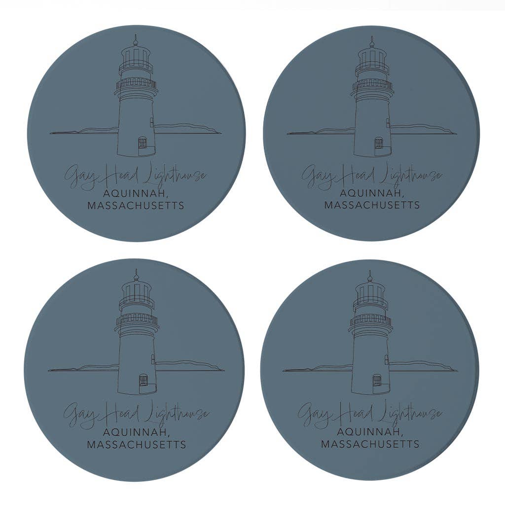 Gay Head Lighthouse Muted Coastal, Joyride Home Decor, 4 Cer