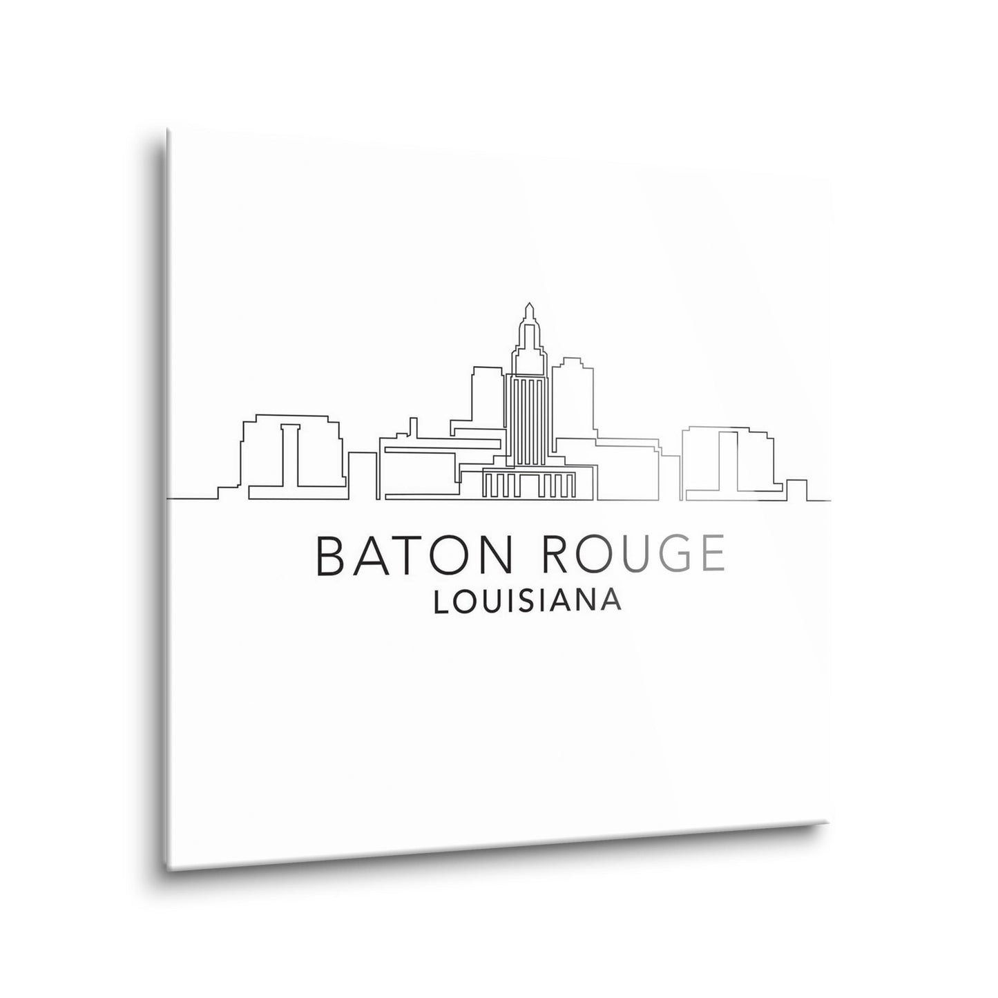 Minimalistic Baton Rouge Skyline | Hi-Def Glass Art | Eaches | Min 2