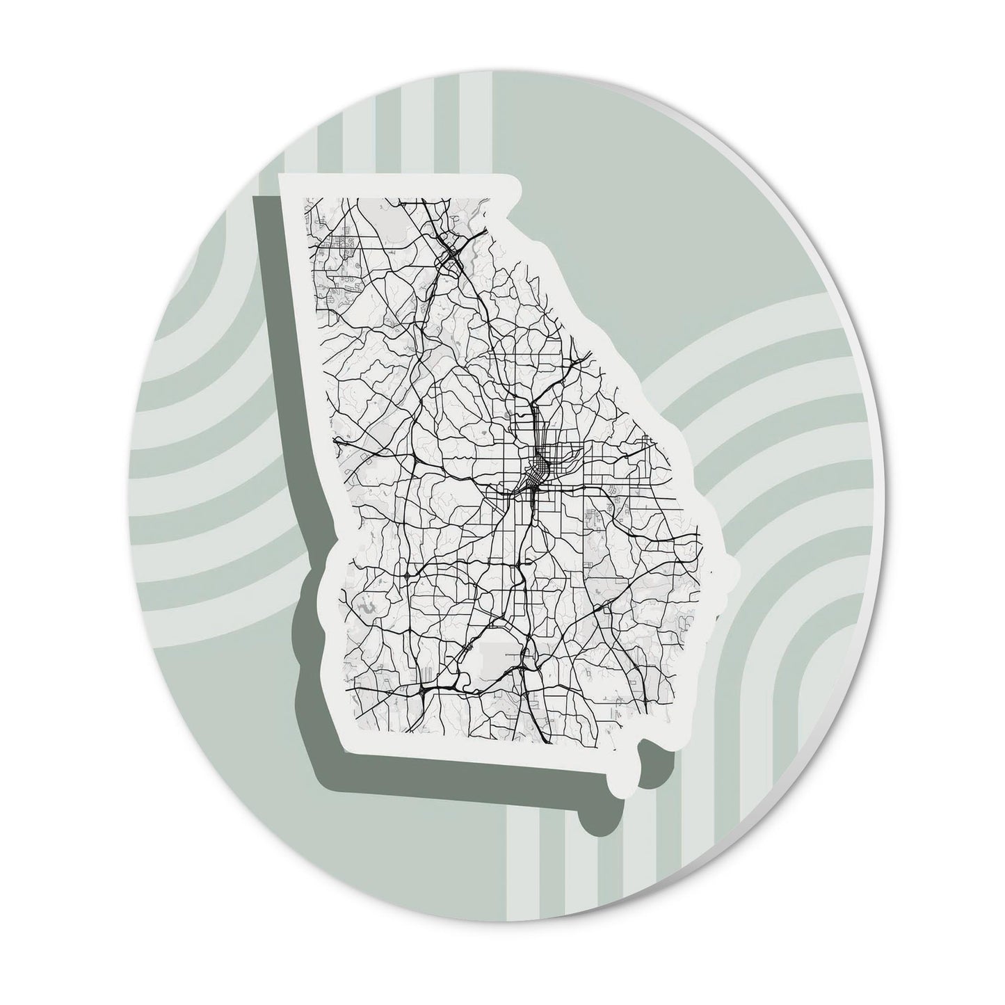 Vintage Groove Light Green Lines Map Georgia Atlanta | Wood Sign | Eaches | Min 1