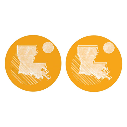 Bright Modern Geometric On Orange Louisiana | Absorbent Car Coasters | Set of 2 | Min 4