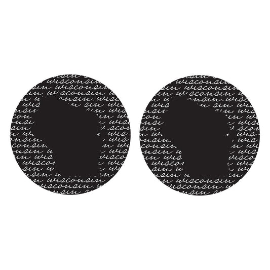 Black And White State Script Wisconsin | Absorbent Car Coasters | Set of 2 | Min 4