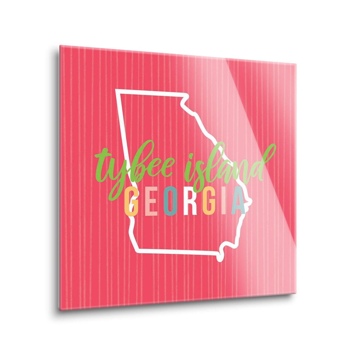 Boho Color State On Pink Georgia Tybee Island | Hi-Def Glass Art | Eaches | Min 2