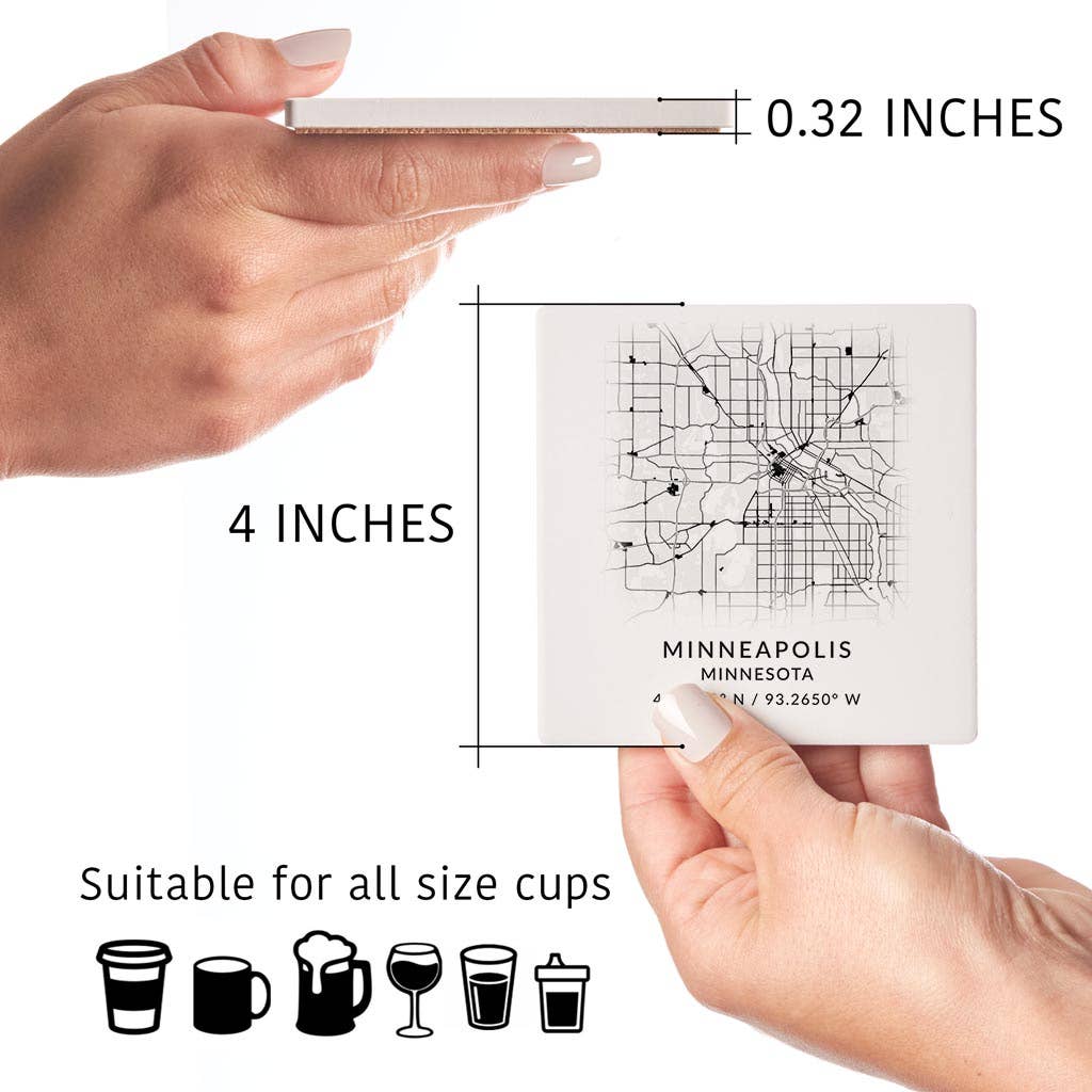 Minneapolis MN Minimalistic Map with Coordinates Absorbent C