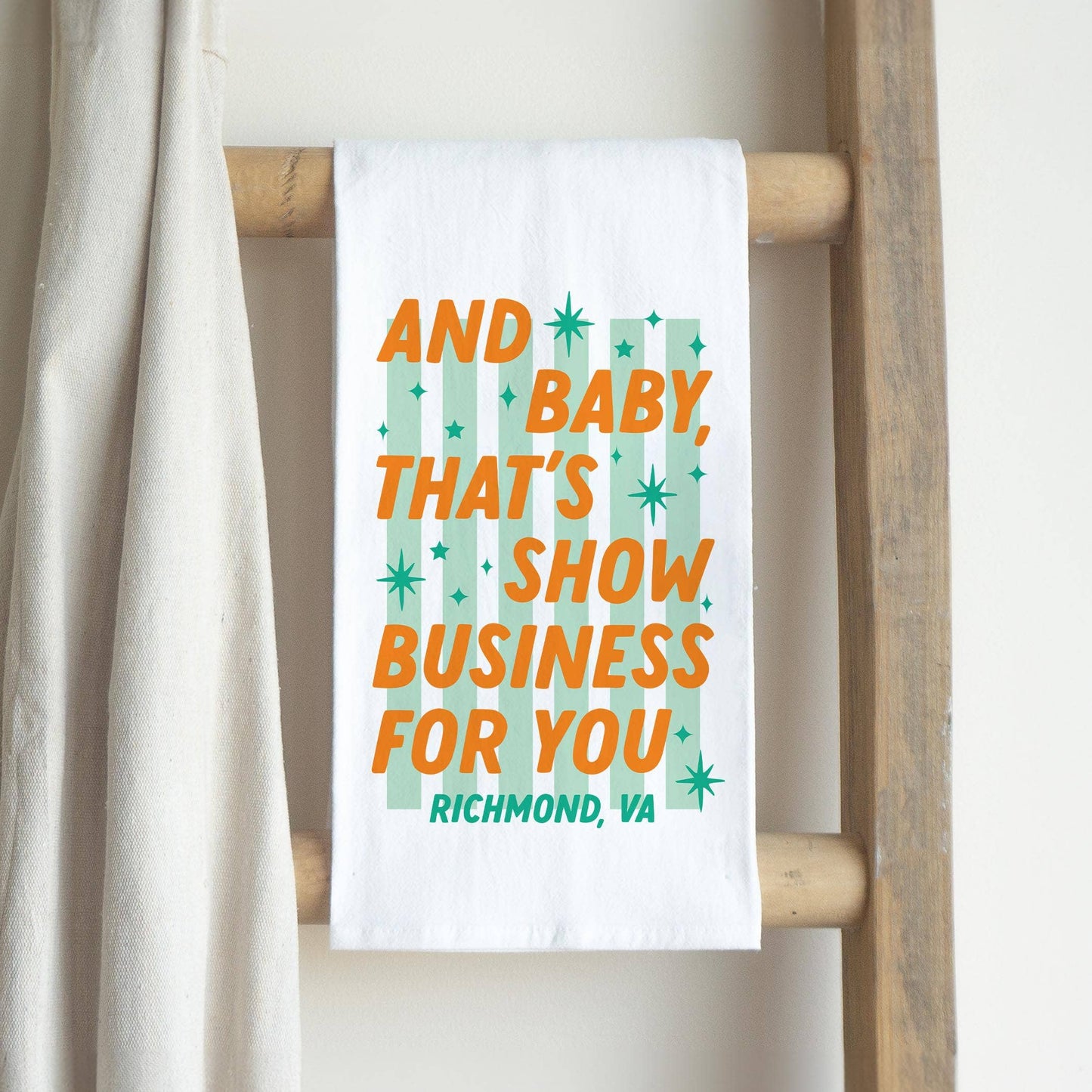 Cotton Tea Towel White-Love+Local Showgirl