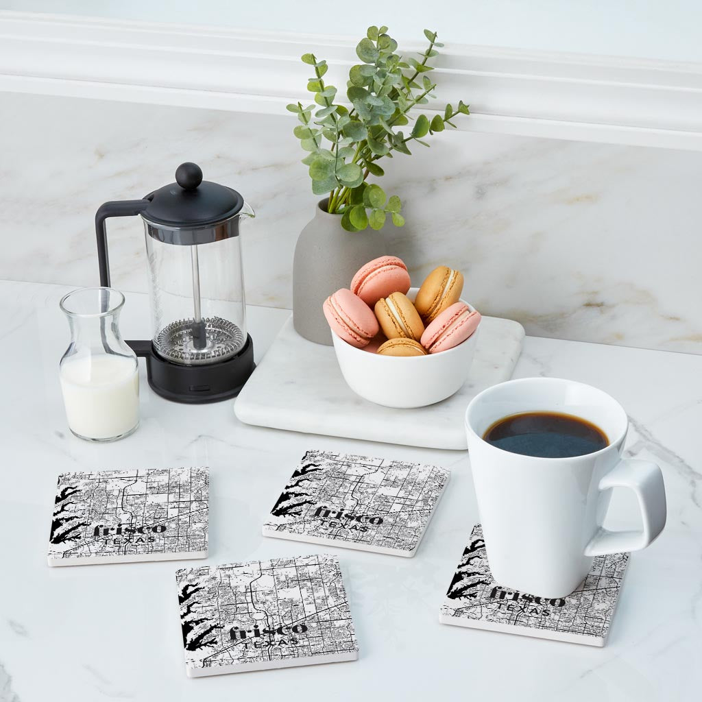 Black and White White Map Texas Frisco