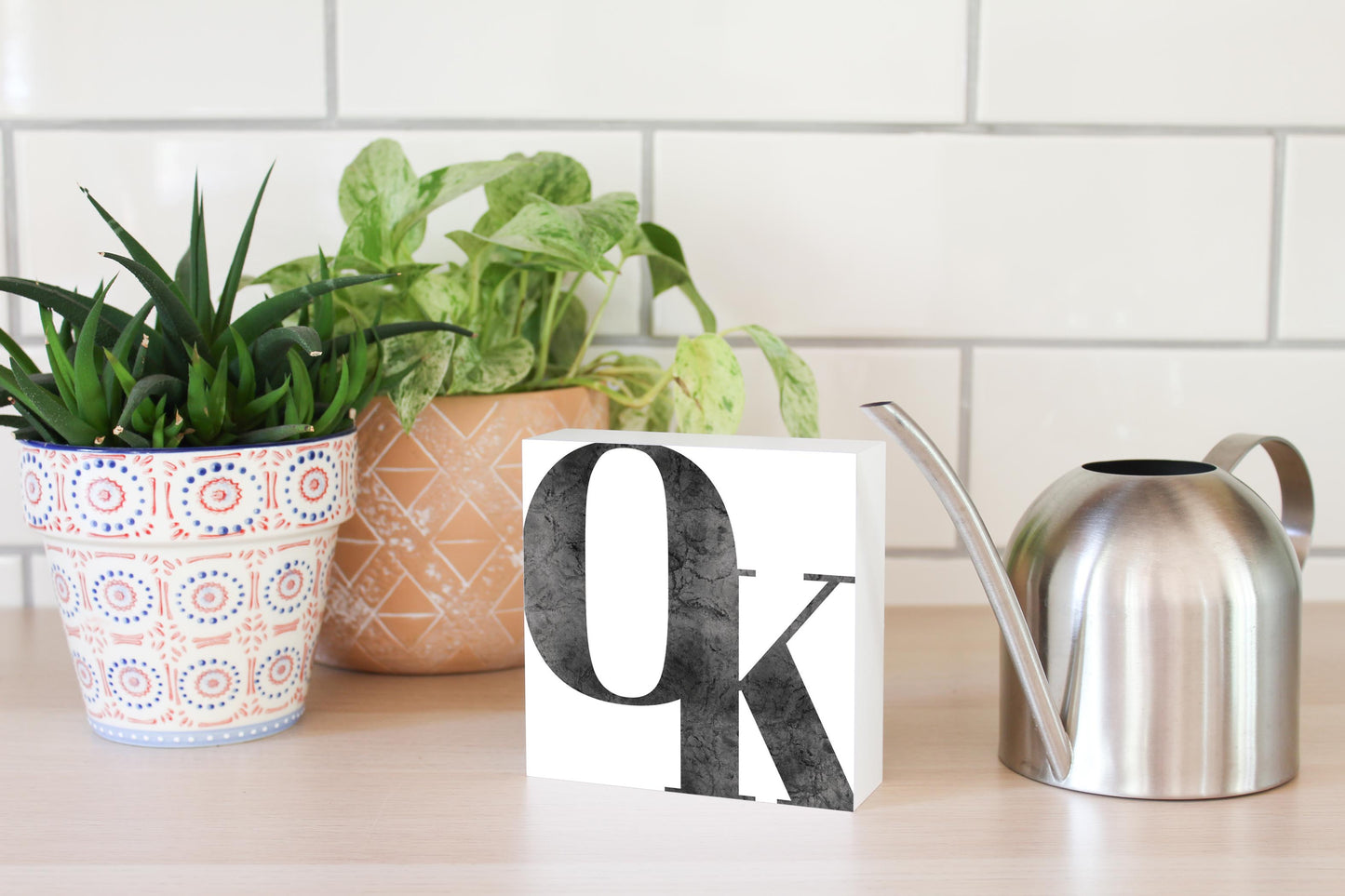 Minimalistic B&W Ardmore Ok White Initials | Wood Block | Eaches | Min 4
