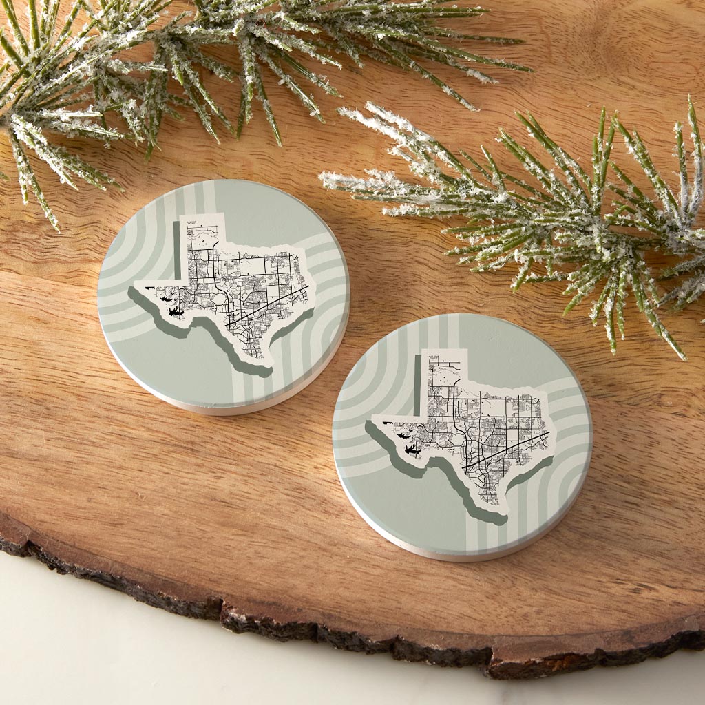 Vintage Groove Light Green Lines Map Texas Frisco