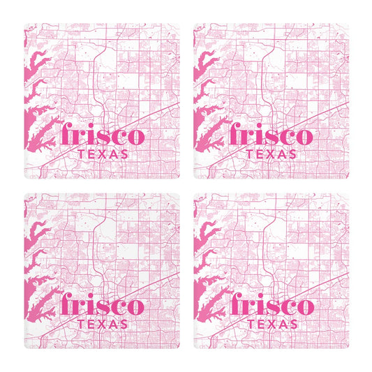 Bright Modern Pink Map Texas Frisco