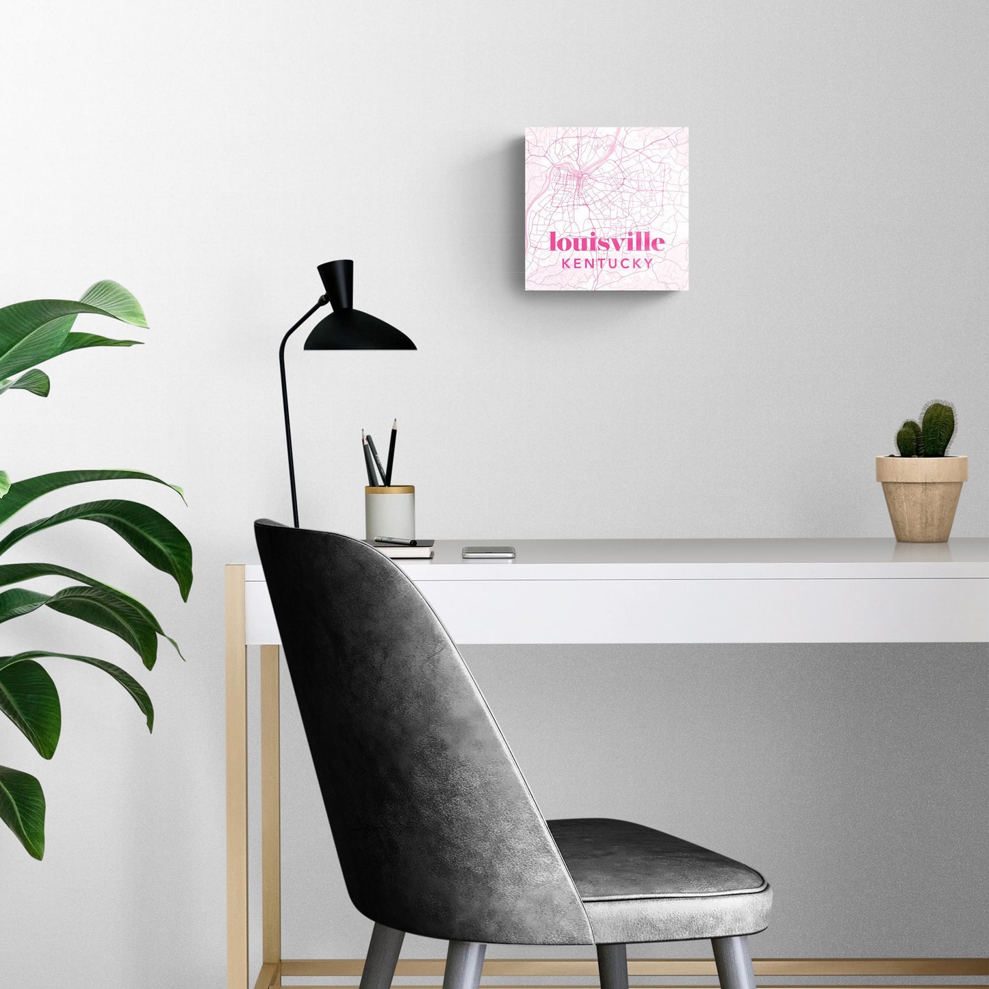 Bright Modern Pink Map Kentucky Louisville | Hi-Def Glass Art | Eaches | Min 2