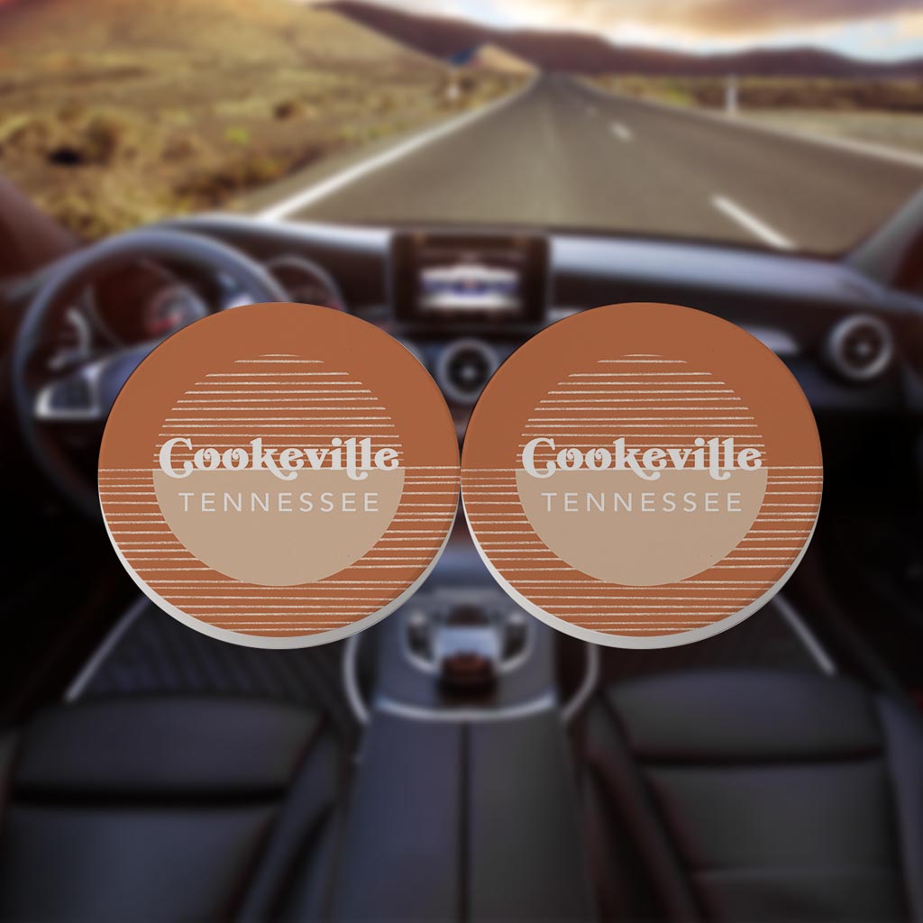 Vintage Groove Half Circle Cookeville Tennessee| Absorbent Car Coasters | Set of 2 | Min 4