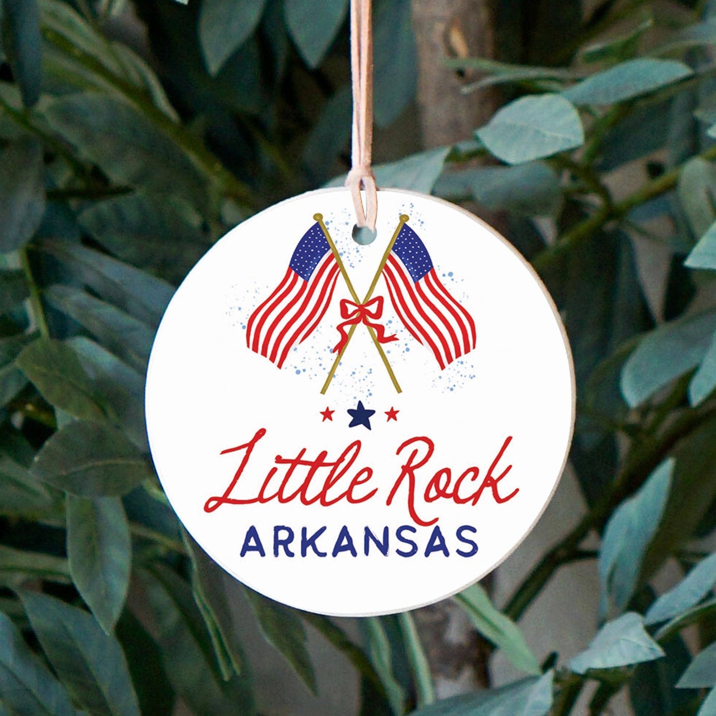 Ornament, Patriotic Gift, American Flag, Custom City/State