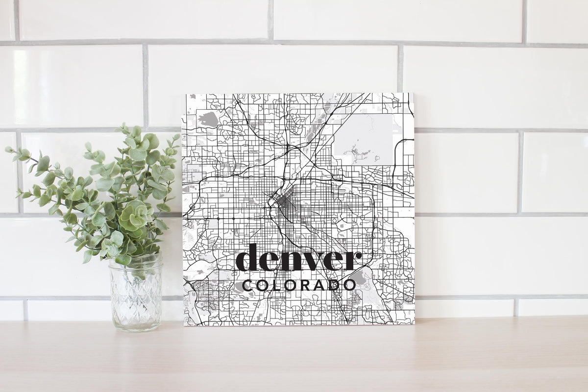 Black And White White Map Colorado Denver | Wood Sign | Eaches | Min 2