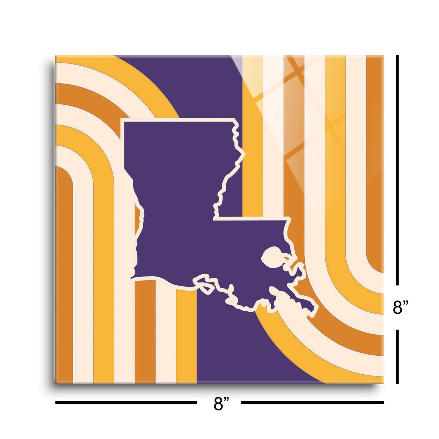 Purple Gold Louisiana Retro State Shape | Hi-Def Glass Art | Eaches | Min 2