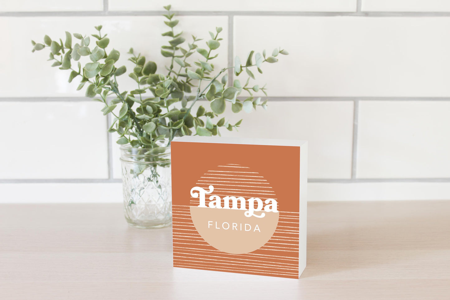 Vintage Groove Half Circle Lines Florida Tampa| Wood Block | Eaches | Min 4