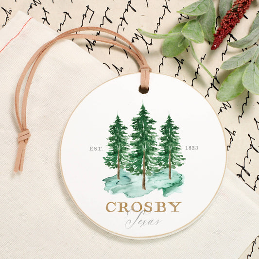 Watercolor Tree Trio, Custom 4" ,Round Ornament