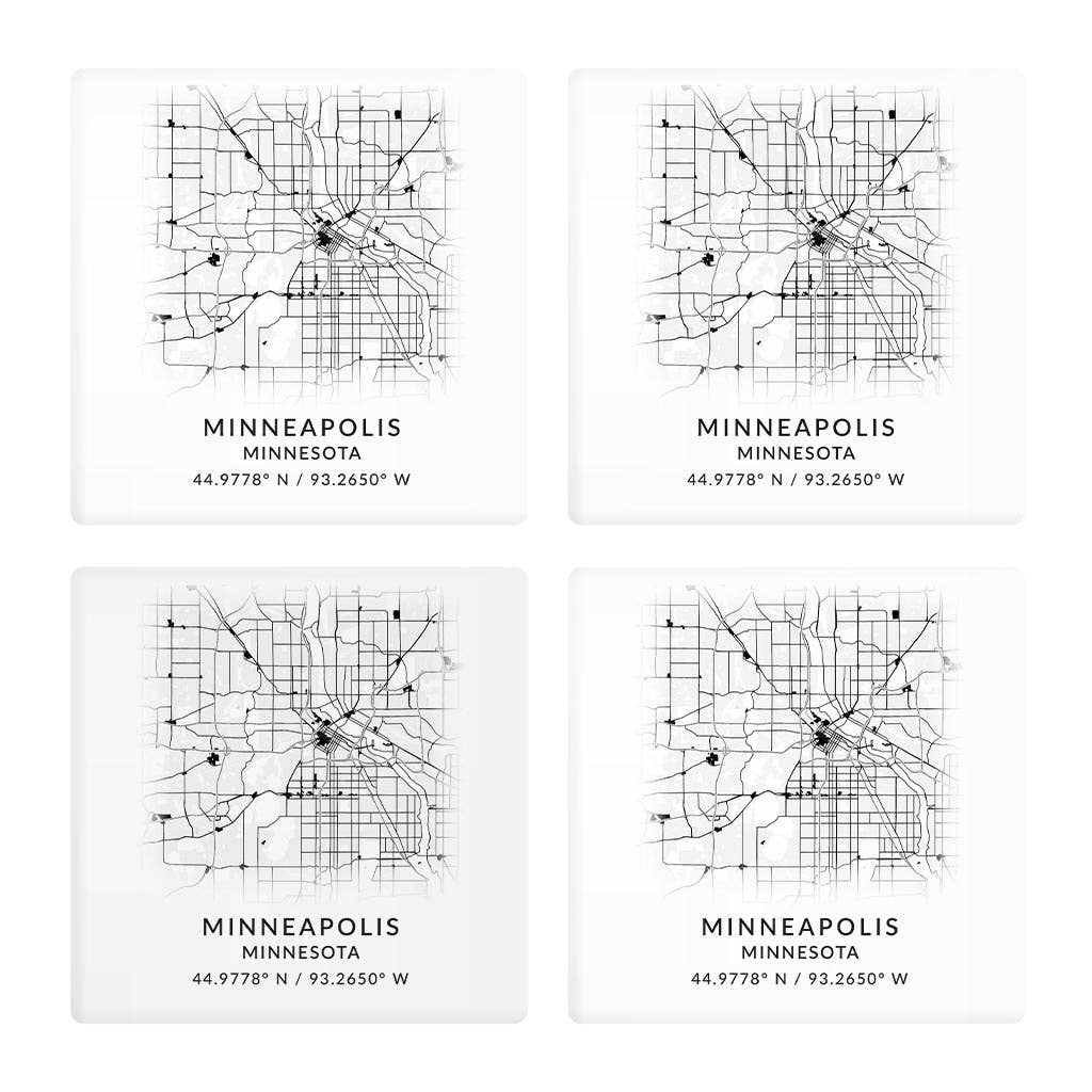 Minneapolis MN Minimalistic Map with Coordinates Absorbent C