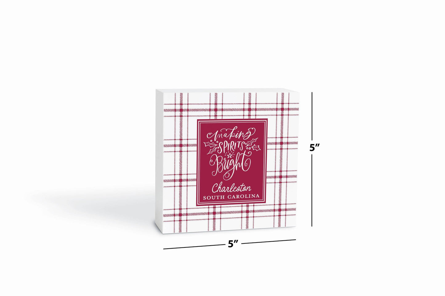 5x5 Wood Block-Love + Local Winterberry
