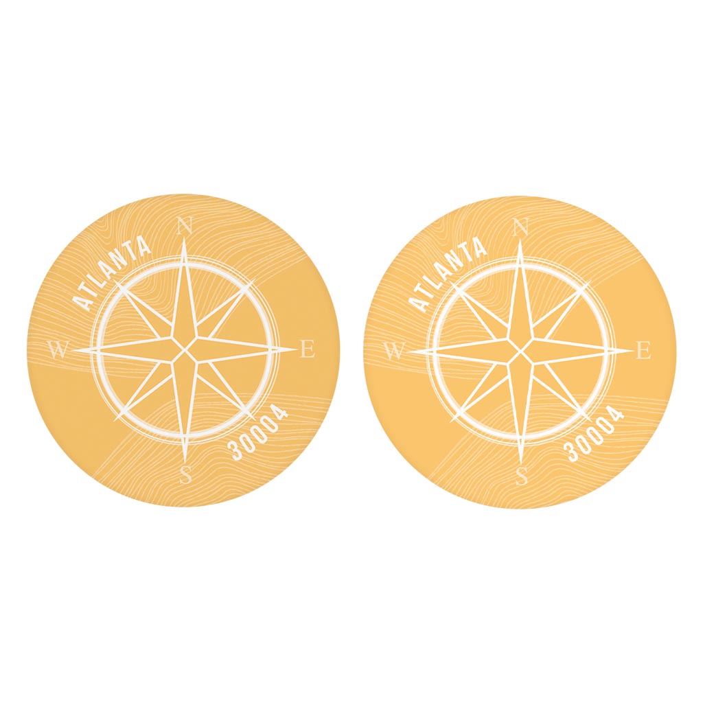 Boho Color Compass Zip On Yellow Georgia Atlanta | Absorbent Car Coasters | Set of 2 | Min 4