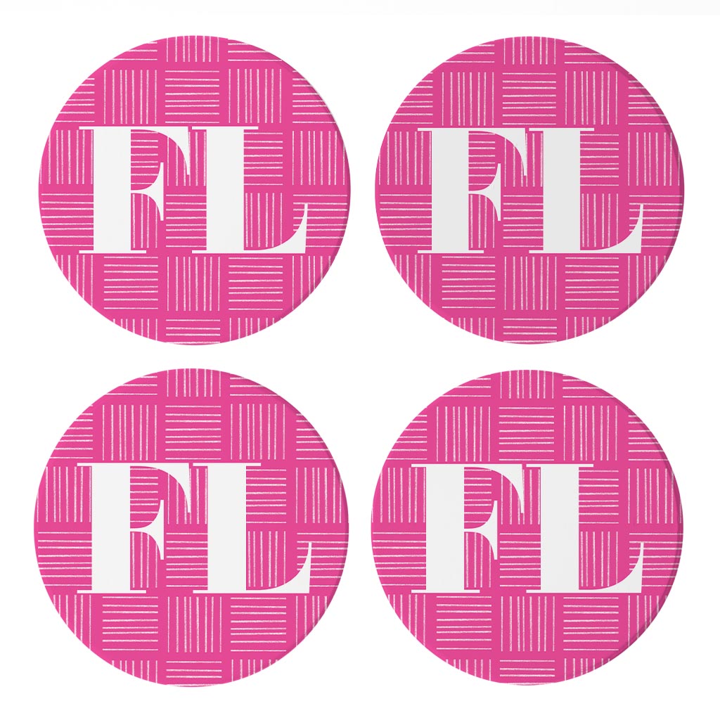Bright Modern Abbreviated On Pink Florida | Absorbent Coasters | Set of 4 | Min 2