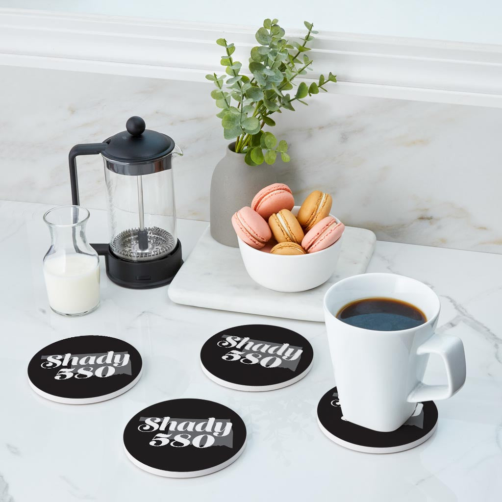 Minimalistic B&W Ardmore Ok Shady 580 Black | Absorbent Coasters | Set of 4 | Min 2