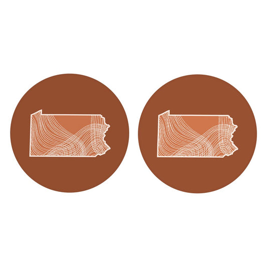 Modern Minimalist Pennsylvania State Lines Dark | Absorbent Car Coasters | Set of 2 | Min 4
