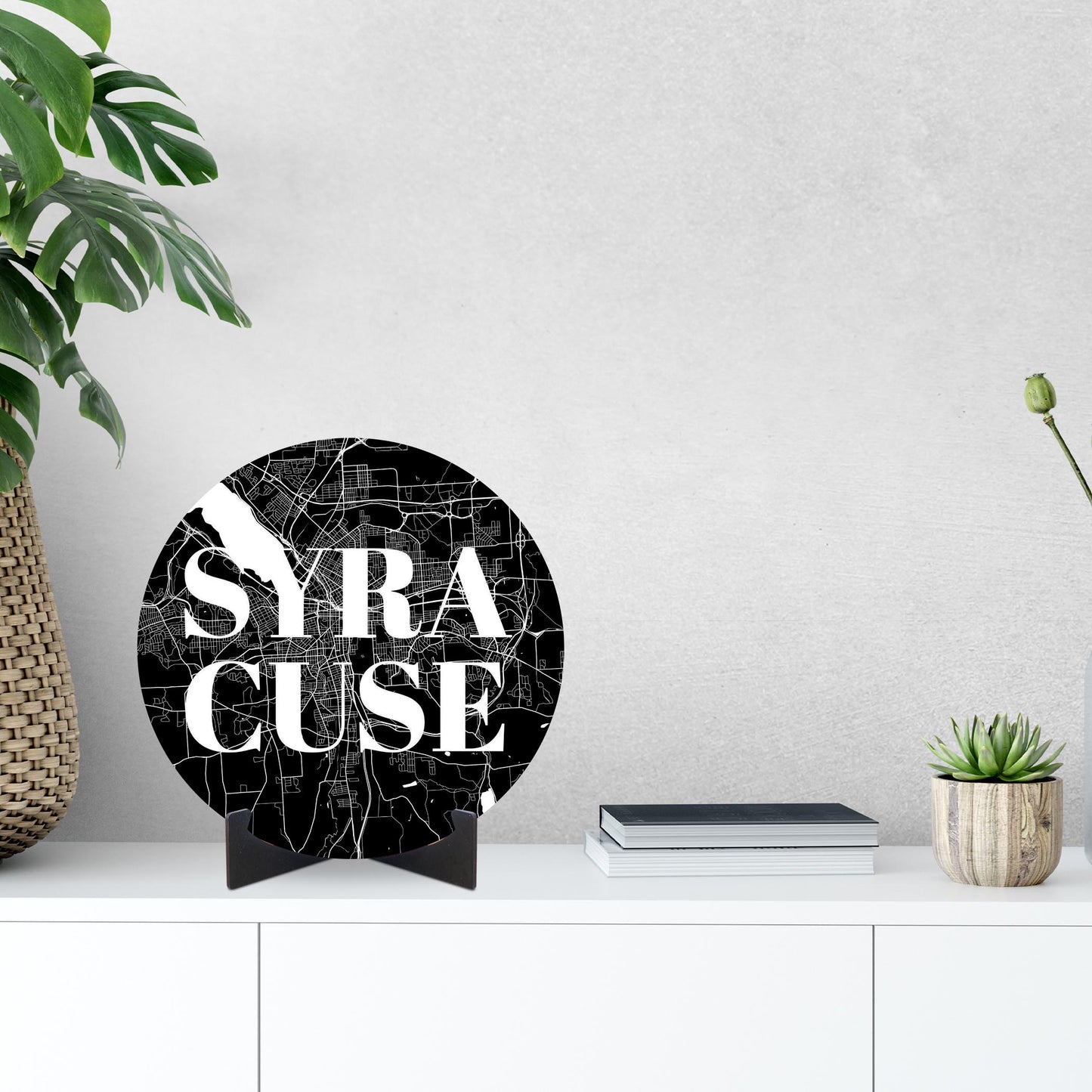 Minimalistic B&W New York Syracuse Map | Wood Sign | Eaches | Min 1