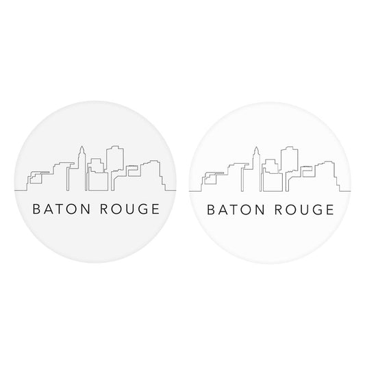 Modern Louisiana Baton Rouge City Line Drawing| Absorbent Car Coasters | Set of 2 | Min 4