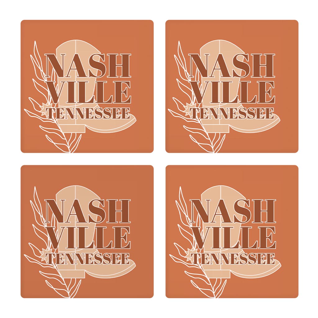 Modern Minimalist Tennessee Nashville Boot | Absorbent Coasters | Set of 4 | Min 2