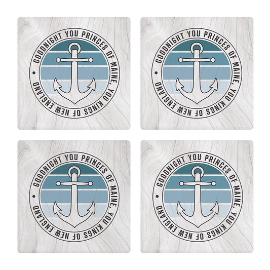 New England Anchor Saying | Absorbent Coasters | Set of 4 | Min 2