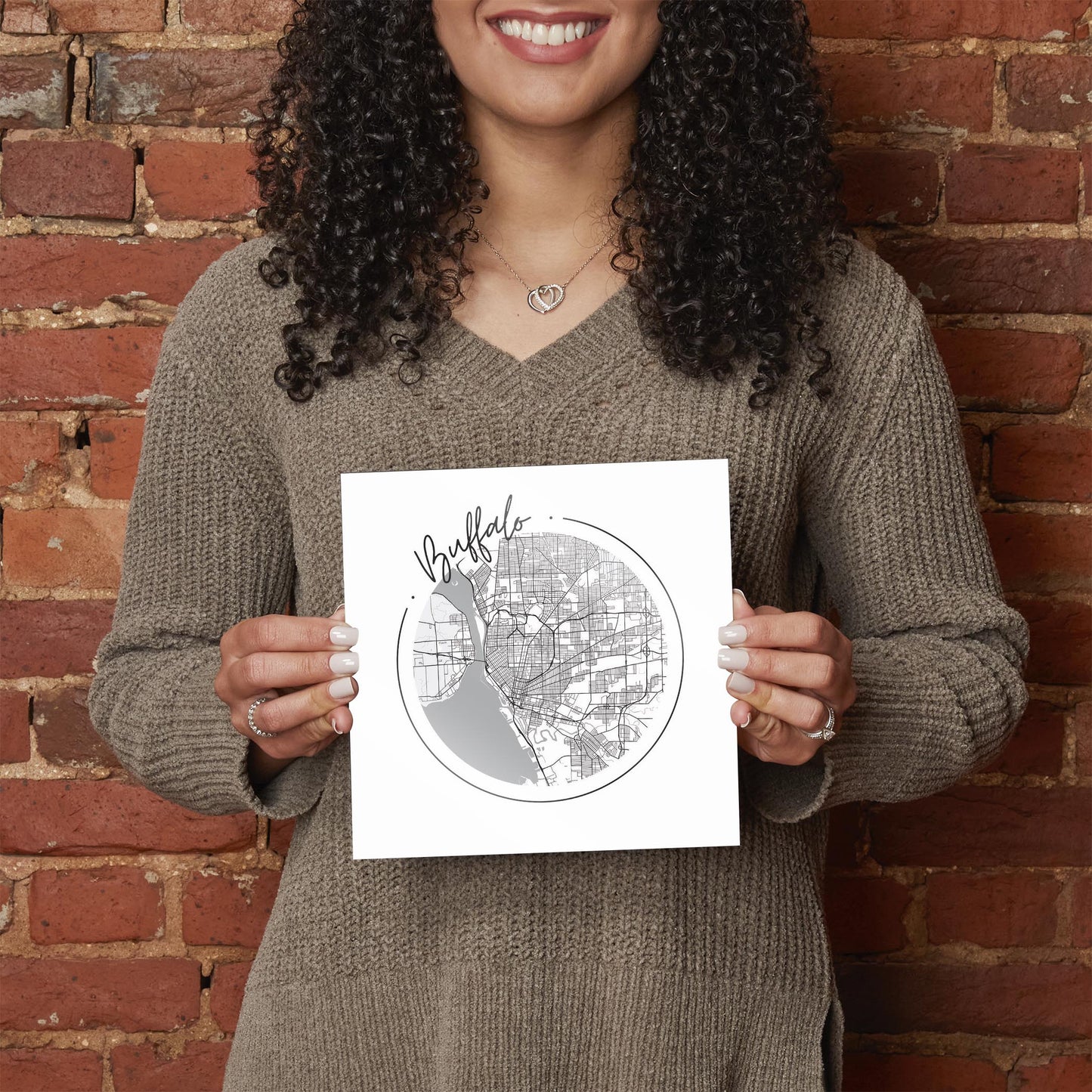 Minimalistic B&W New York Buffalo Circle Map | Hi-Def Glass Art | Eaches | Min 2