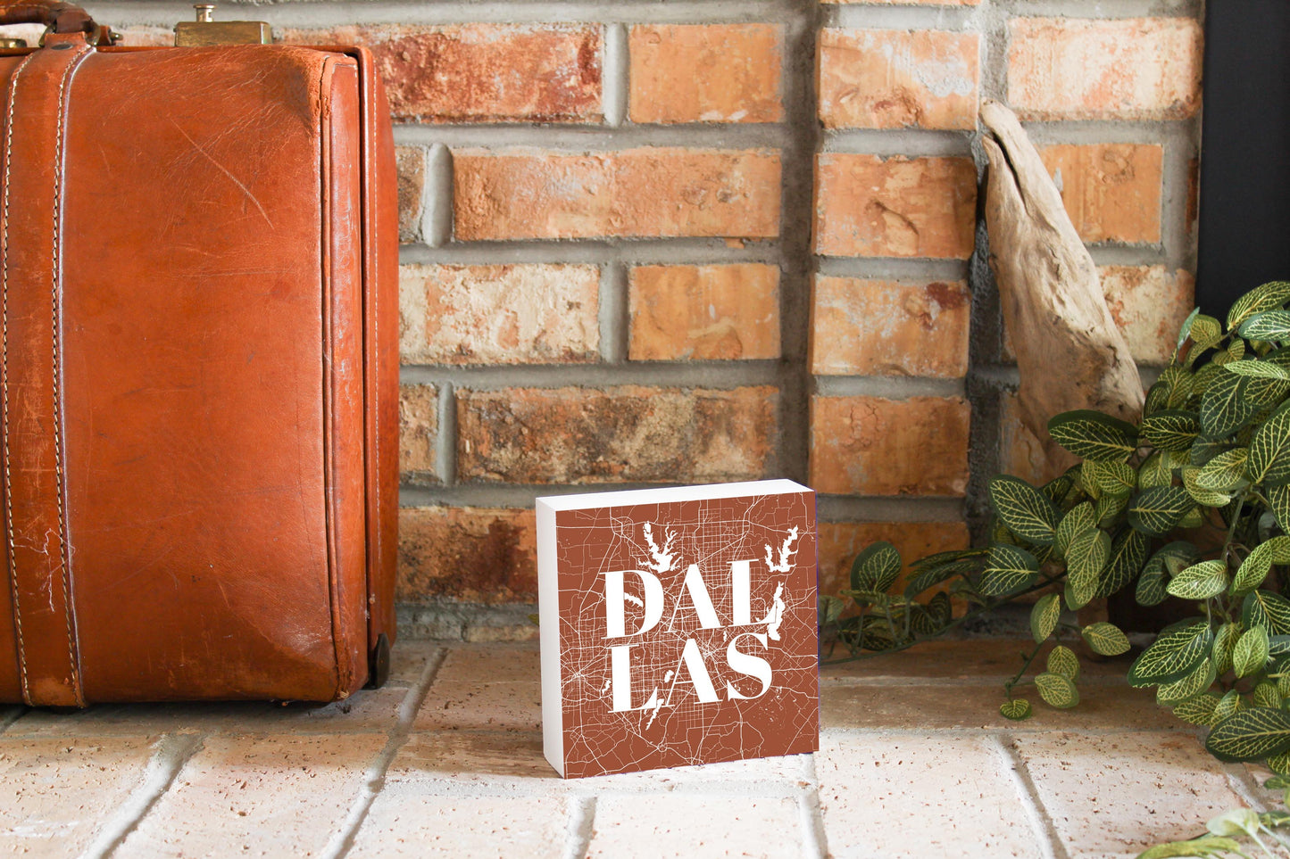 Modern Minimalist Dallas Texas Map | Wood Block | Eaches | Min 4
