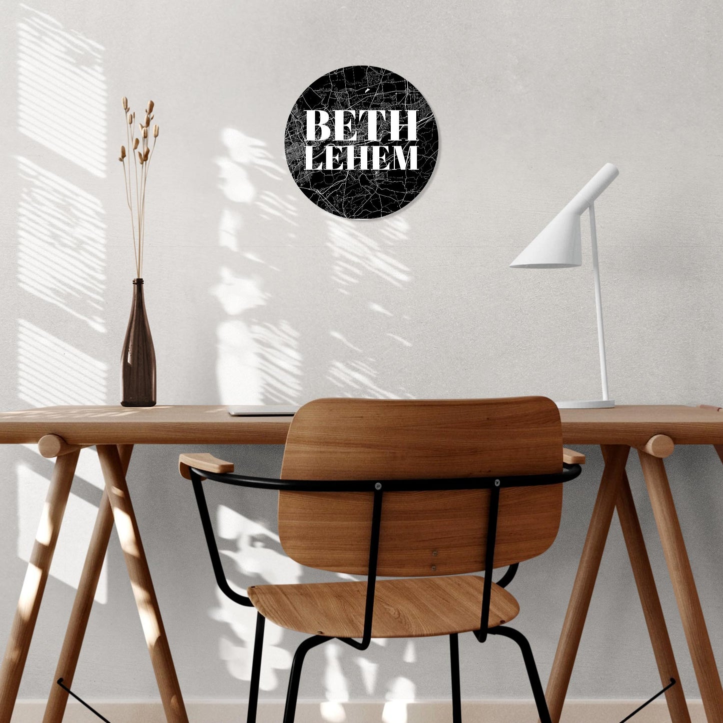 Minimalistic B&W Pennsylvania Bethlehem Map | Wood Sign | Eaches | Min 1