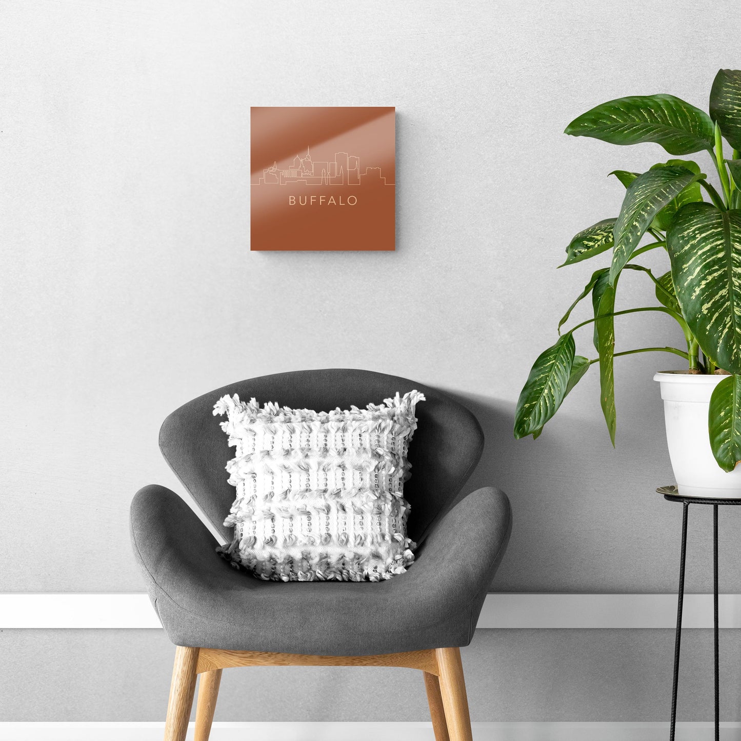 Modern Minimalist New York Buffalo Skyline | Hi-Def Glass Art | Eaches | Min 1