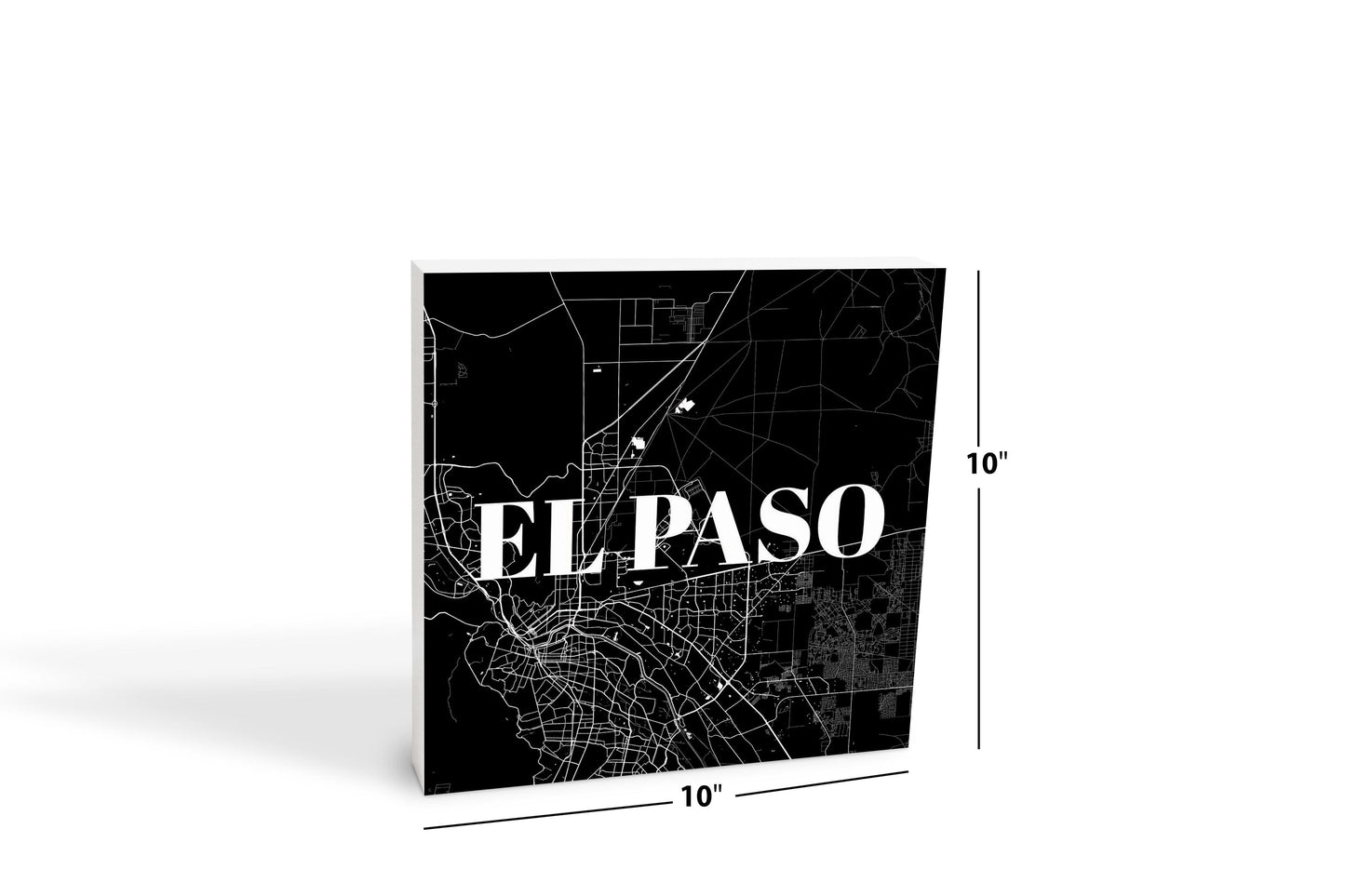 Minimalistic B&W Texas El Paso Map | Wood Block | Eaches | Min 2