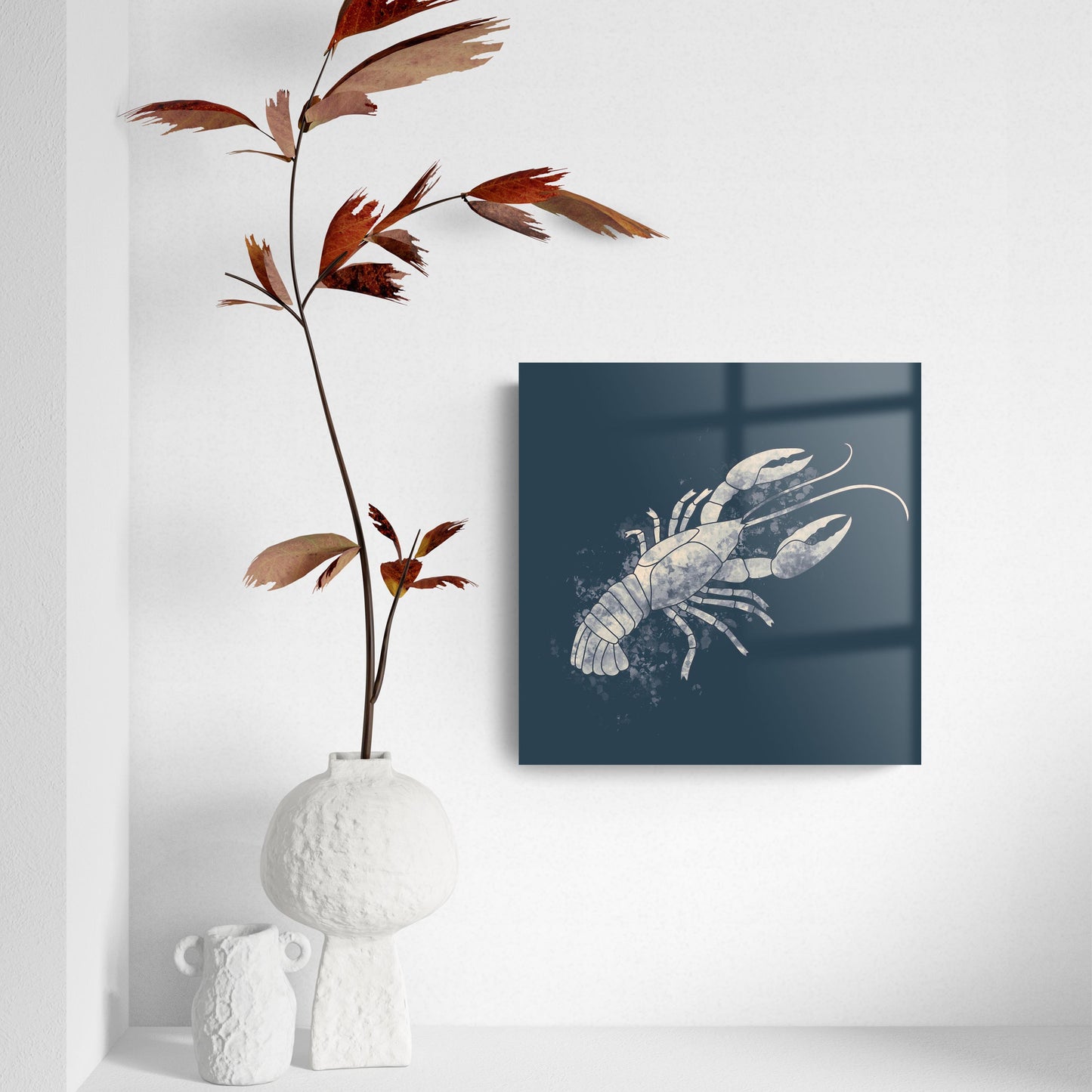 Louisiana Colorful Water Color Crawfish | Hi-Def Glass Art | Eaches | Min 2
