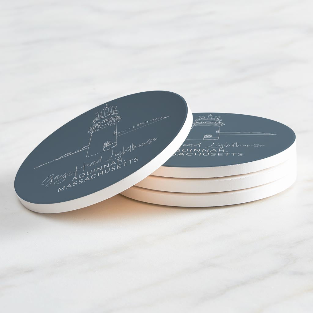 Gay Head Lighthouse Muted Coastal | Absorbent Coasters | Set of 4 | Min 2