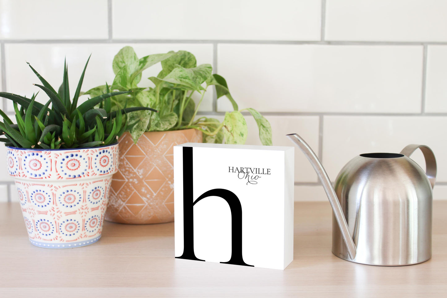 Hartville Oh Minimal Monogram | Wood Block | Eaches | Min 4