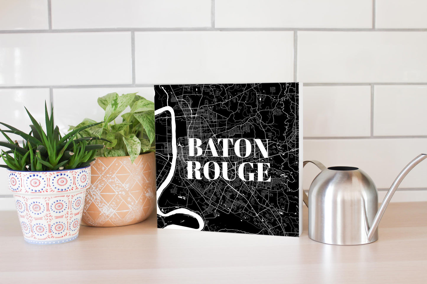 Modern Louisiana Baton Rouge Map | Wood Block | Eaches | Min 2