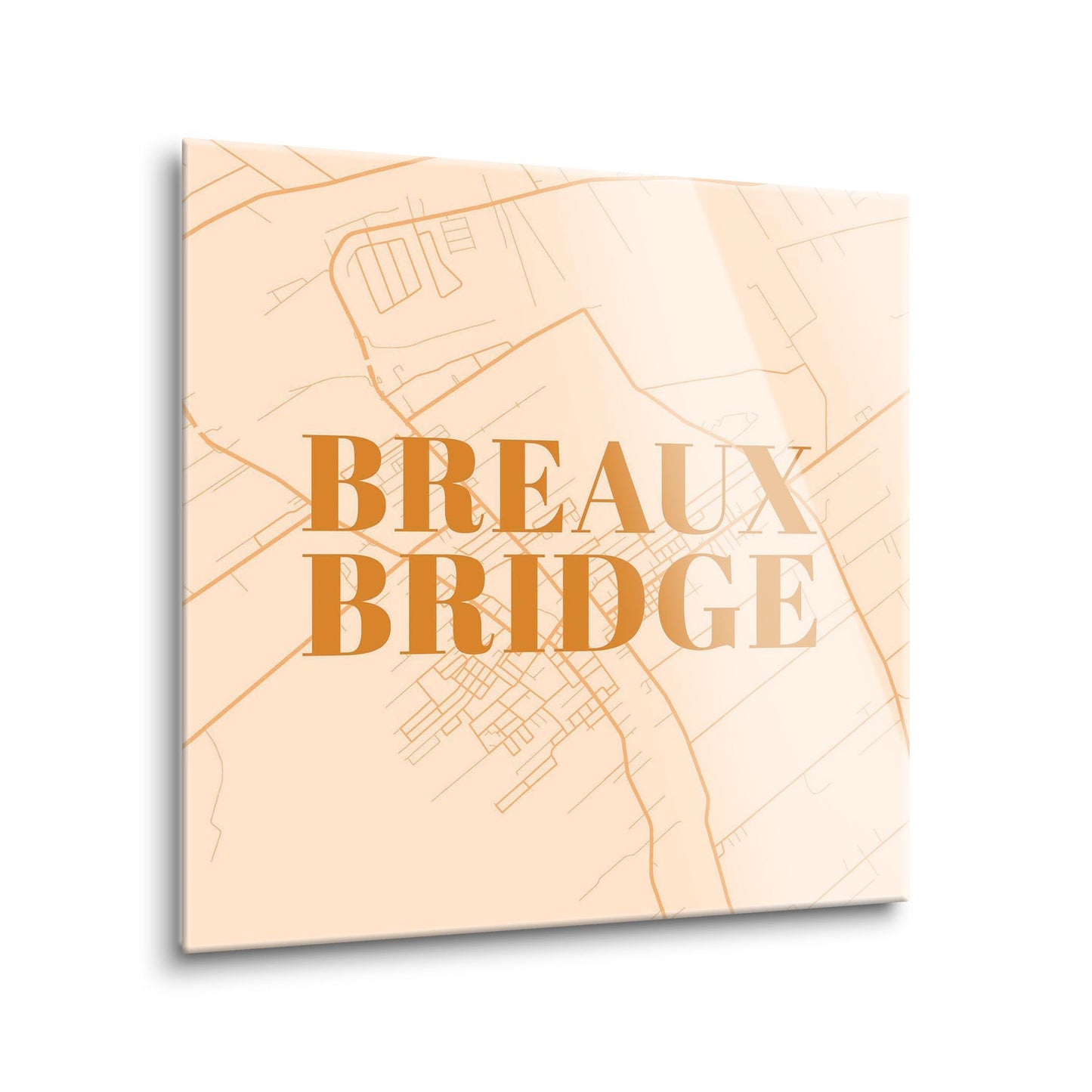 Modern Minimalist Louisiana Breaux Bridge Map | Hi-Def Glass Art | Eaches | Min 1