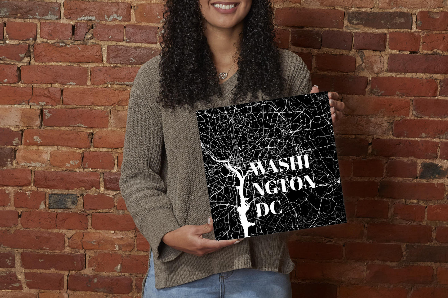 Minimalistic B&W Washington Dc Map | Wood Sign | Eaches | Min 2