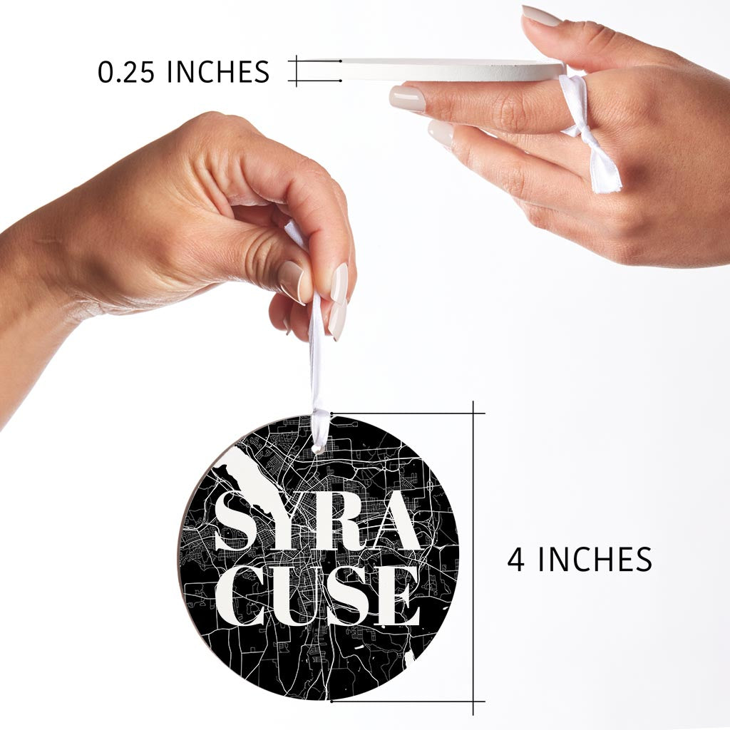 Minimalistic B&W New York Syracuse Map| Wood Ornament | Eaches | Min 6