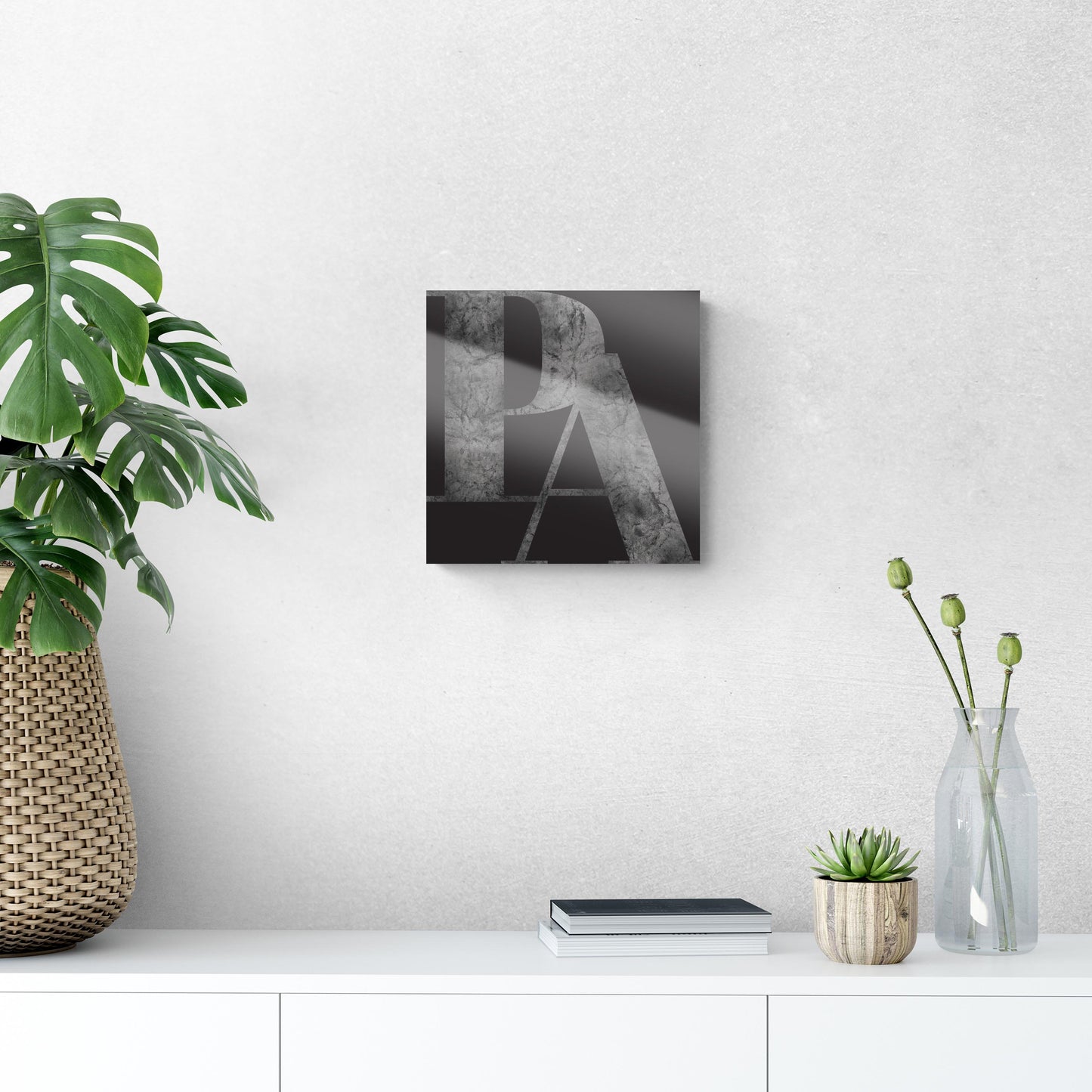 Minimalistic B&W Pennsylvania Black Initials | Hi-Def Glass Art | Eaches | Min 1