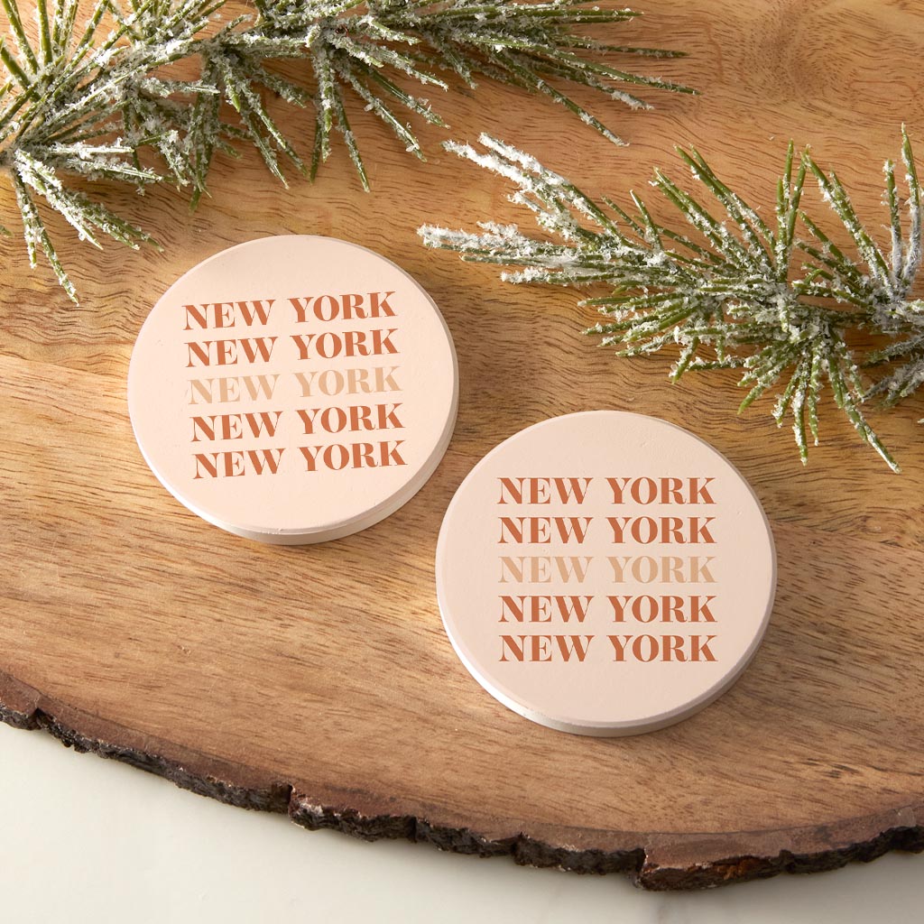 Modern Minimalist New York Repeated Light | Absorbent Car Coasters | Set of 2 | Min 4